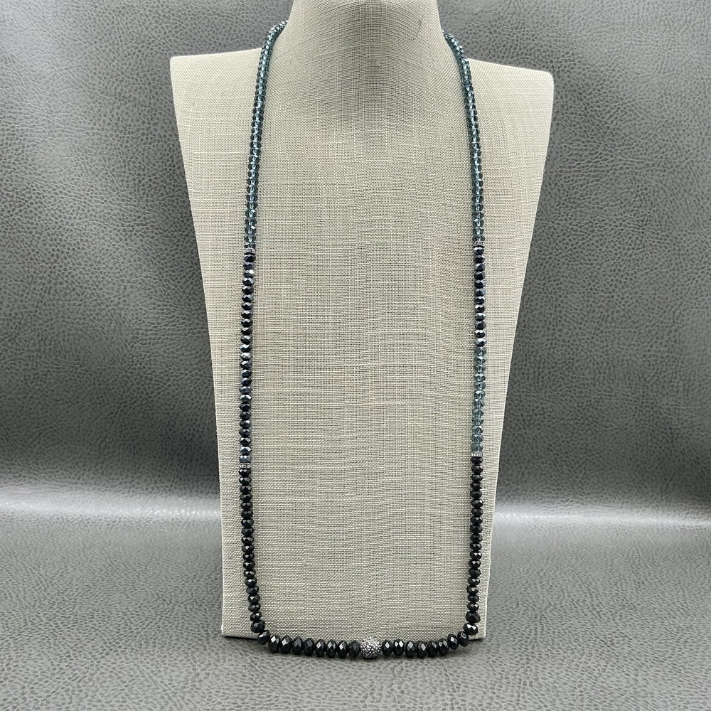 LOFT Necklace Multicolor‎ Beaded 30 In Black Teal Womens Statement Jewelry